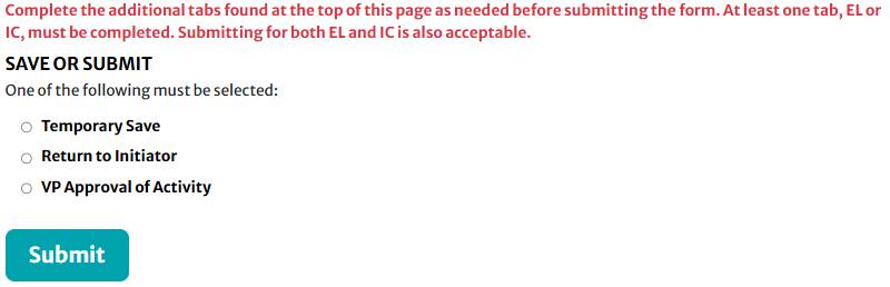 Comments field and Return to Initiator option