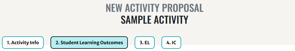 Student Learning Outcomes tab