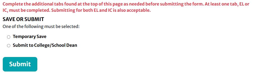 Submit to Dean/VP option