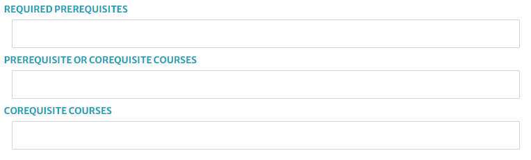 Prerequisites fields