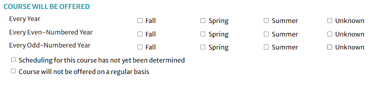 Course offering pattern