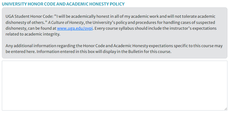 Honor code field