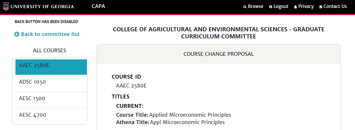 Full course proposal view